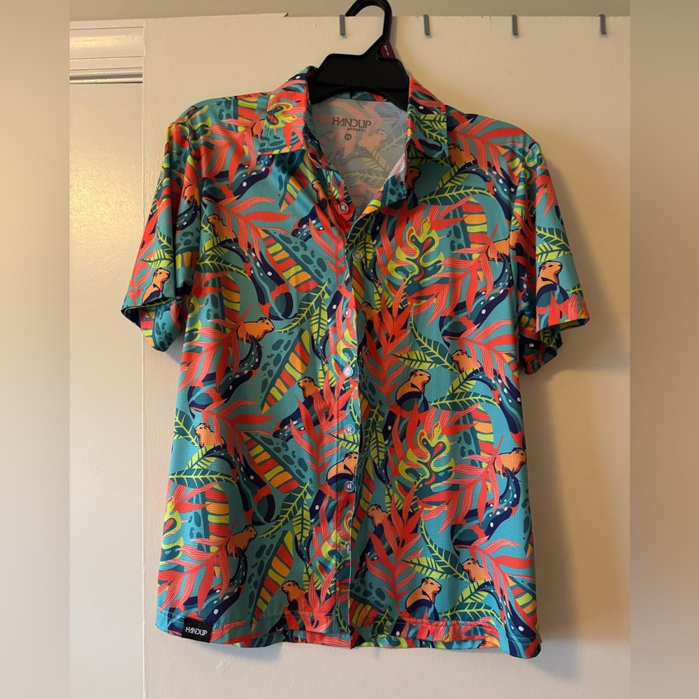 Unisex Tropical Print Capybara Shirt - Multicolor - Size XS